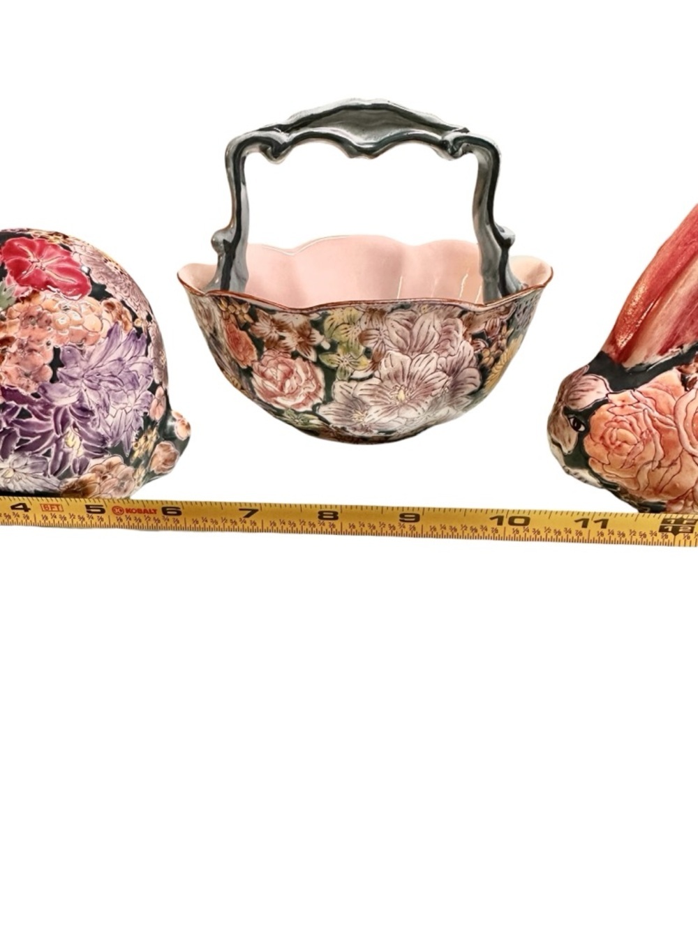 Floral Ceramic Bunny Rabbit Figurines Bowl Set Of 3 SACHET F Atkins Inc Vintage - Picture 11 of 15